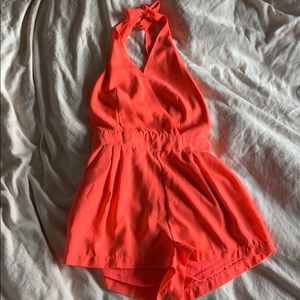 Hot pink backless halter top one piece!